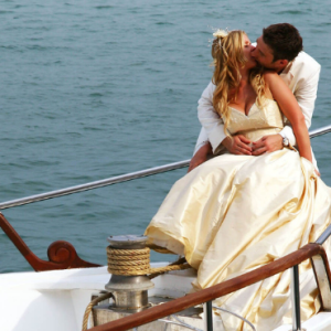 Beach Weddings Abroad Cape Panwa Thailand Weddings Newlywed Couple On Yacht