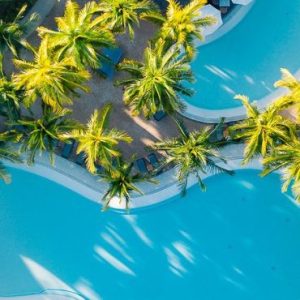 Beach Wedding Abroad Canonnier Beachcomber Golf Resort & Spa Wedding Aerial View Of Pool