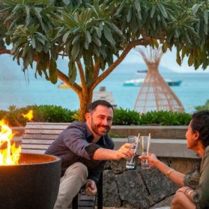 Beach Wedding Abroad Preskil Island Resort Mauritius Wedding Couple Dining