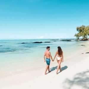 Beach Wedding Abroad Shangri La Le Touessrok Mauritius Wedding Couple Walking On Beach